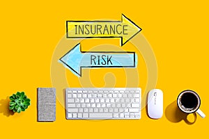 Insurance or risk with a computer keyboard