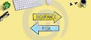 Insurance or risk with a computer keyboard
