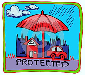 Insurance symbol hand draw