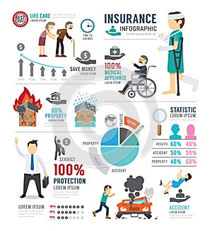 Insurance Template Design Infographic . Concept Vector Illustration