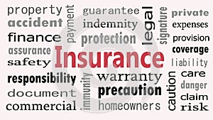 Insurance word cloud concept on white background