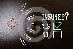 Insured Yes or no Question about insurance - Are you covered.
