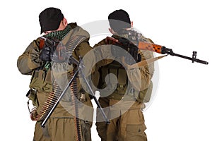 Insurgent sniper pair with SVD rifle and RPD machine gun