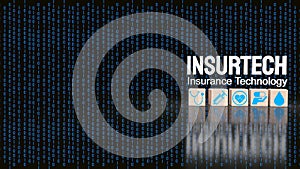 The insurtech word on digital background  for technology concept 3d rendering