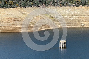 The intake tower of the Trinity Dam near Weaverville, California, USA photo