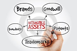 Intangible assets types with marker, business concept