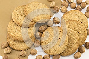 Integral biscuits and natural fresh hazelnuts
