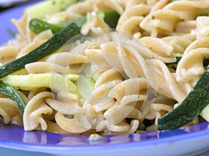 Integral pasta with zucchinis photo