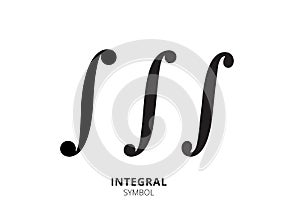 Integral symbol. Integral icon isolated on white background. Math sign, vector icon. Mathematic symbol, vector