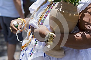 Integrants of the Candomble religion in religious celebration