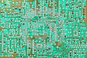 Integrated circuit,chip, cir,Green PCB close-up shot