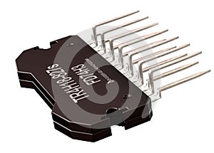 Integrated circuit of digital computer parts. Logic electronic micro chip.