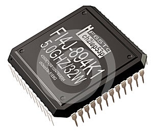 Integrated circuit of digital computer parts. Micro chip artificial intelligence.