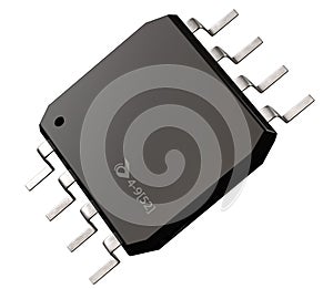 Integrated circuit or micro lowpass chip and 8 order pin circuit design isolated.