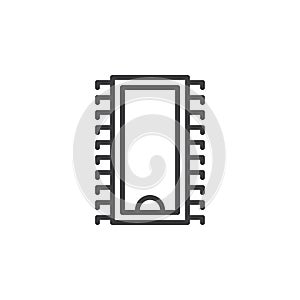 Integrated circuit, microchip line icon, outline vector sign, linear style pictogram isolated on white