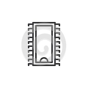 Integrated circuit, microchip line icon, outline vector sign, linear style pictogram isolated on white.