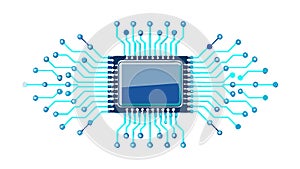 Integrated Circuit Microchip Vector Illustration: Futuristic Computing & Data Processing, vector design Generative AI