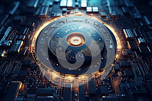 Integrated circuit with quantum chip technology CPU processor supercomputer with powerful performance