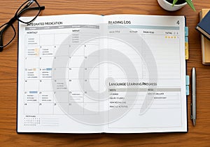 For integrated medication, a reading log, and language learning