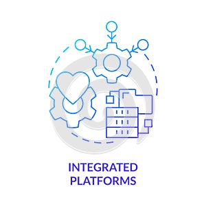 Integrated platforms blue gradient concept icon