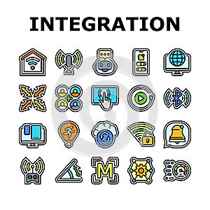 integration compatibility product icons set vector