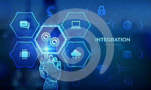 Integration data system. System Integration technology concept. Industrial and smart technology. Business and automation solutions