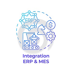 Integration ERP and MES blue gradient concept icon photo