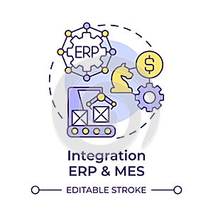 Integration ERP and MES multi color concept icon photo