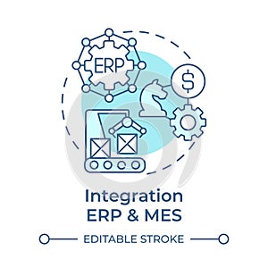 Integration ERP and MES soft blue concept icon photo