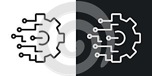 integration thin line icon set