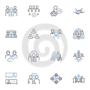 Integration line icons collection. Consolidation, Fusion, Merge, Synergy, Blending, Harmonize, Compatibility vector and
