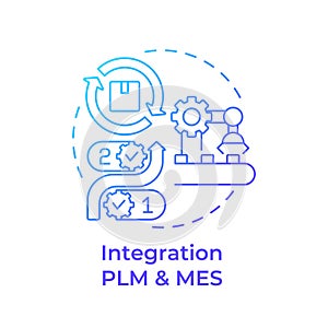 Integration PLM and MES blue gradient concept icon