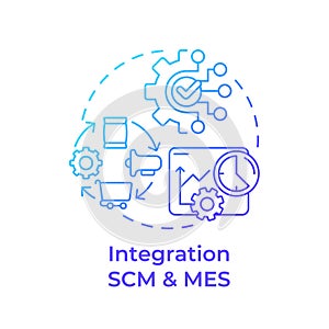 Integration SCM and MES blue gradient concept icon photo