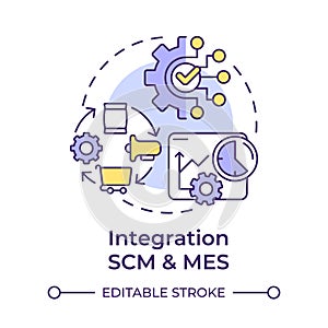 Integration SCM and MES multi color concept icon