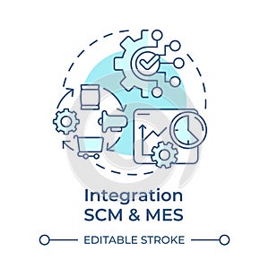 Integration SCM and MES soft blue concept icon photo