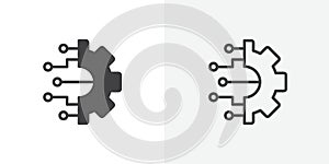 integration thin line icon set