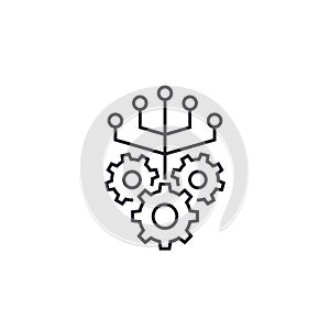 Integration vector line icon with gears