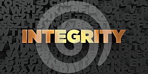 Integrity - Gold text on black background - 3D rendered royalty free stock picture
