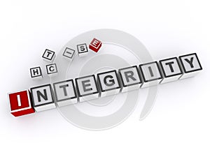 integrity word block on white