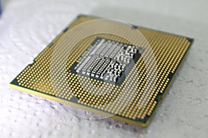 Intel processor cpu close-up for computer