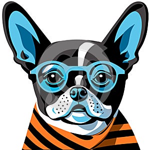 Intelectual hipster dog french bulldog