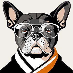 Intelectual hipster dog french bulldog