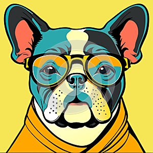 Intelectual hipster dog french bulldog