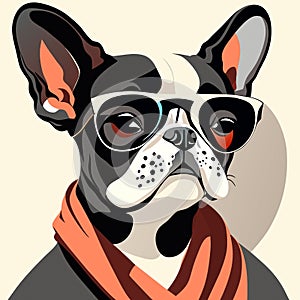 Intelectual hipster dog french bulldog