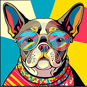 Intelectual hipster dog french bulldog