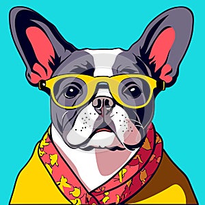 Intelectual hipster dog french bulldog