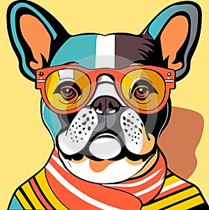 Intelectual hipster dog french bulldog