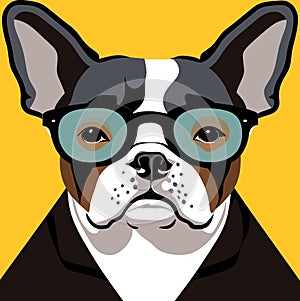 Intelectual hipster dog french bulldog