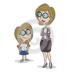 Intelectual mother and daughter