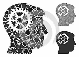 Intellect cog Mosaic Icon of Rugged Elements